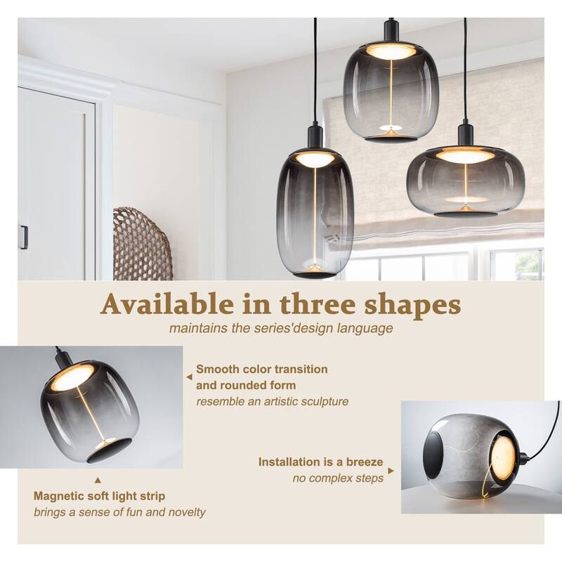 Smoke Gradient Clear Plastic LED Globe Pendant Light