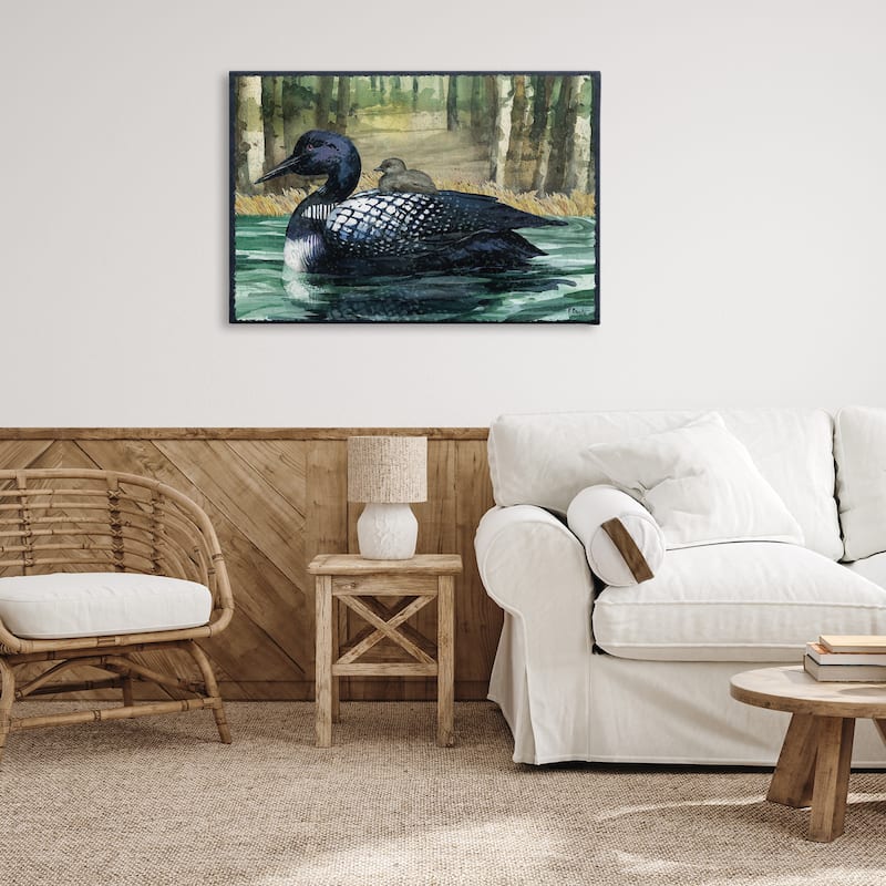 Stupell Loon with Baby on Lake Canvas Wall Art Design By Paul Brent