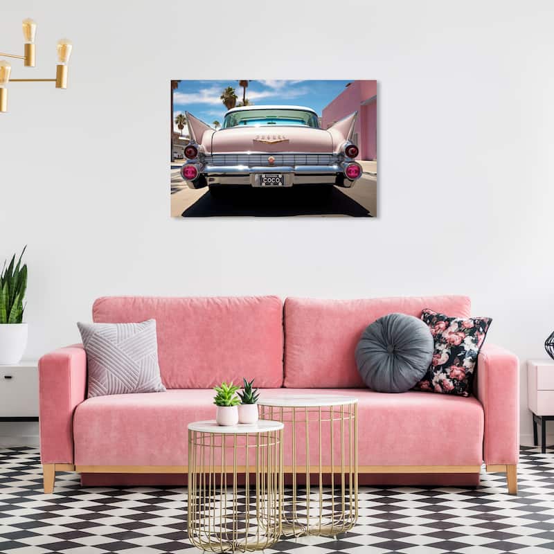 Wynwood Studio Canvas Fashion and Glam Ride in Style Paris Pink and Light Pink Glam Wall Art Canvas Print - 24 x 36