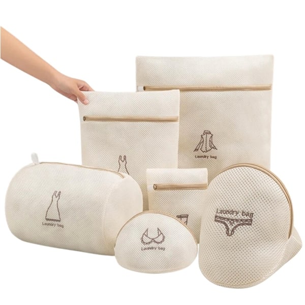 Closet Spice 6 Pack Beige Laundry Mesh Bags for Delicates with