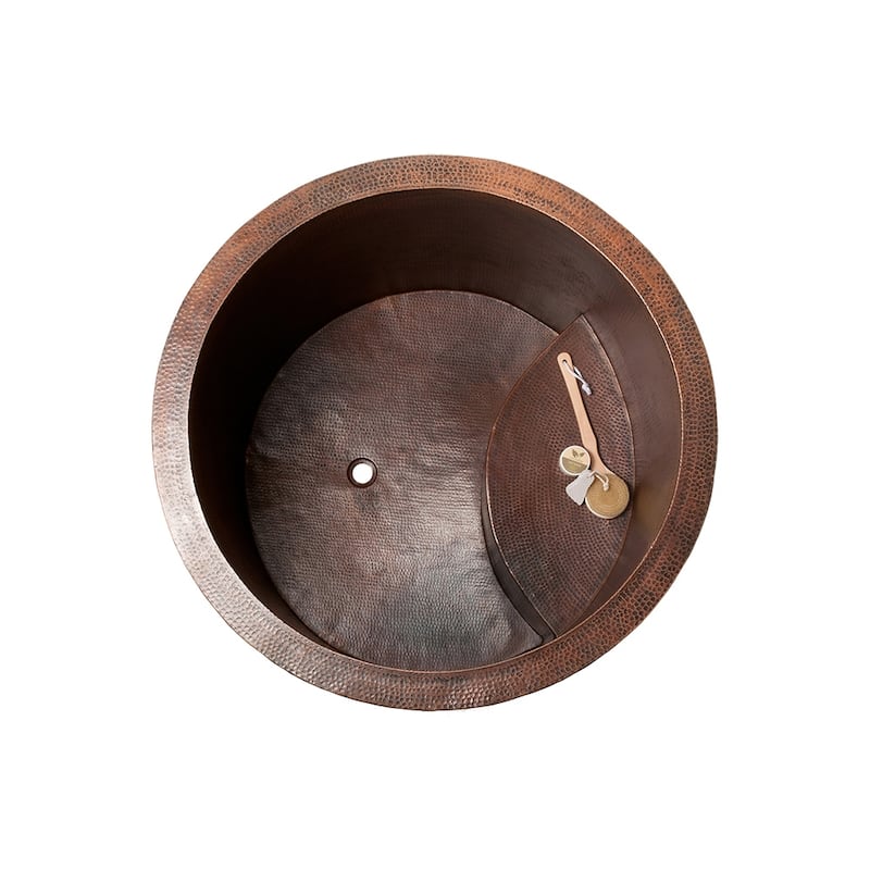 45" Hammered Copper Japanese Style Soaker Bathtub and Drain Package