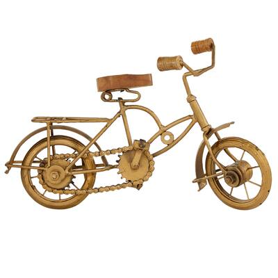 Metal Bike Decorative Sculpture with Wood Accents - Gold - Roche River Decor