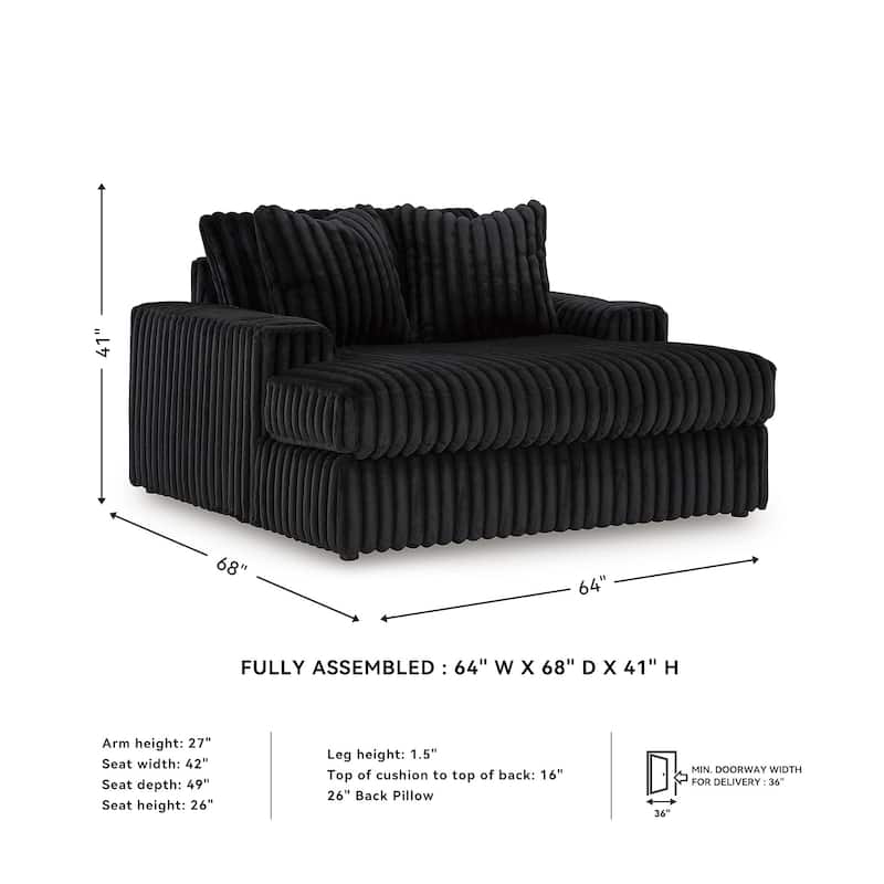 Signature Design by Ashley Midnight-Madness Black Oversized Chaise - 64"W x 68"D x 41"H
