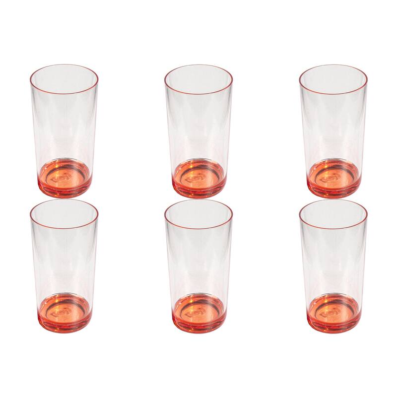 Abode Homewares Color Base Acrylic Drinking Glass - 24 oz - Set of 6 - Orange