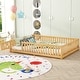 preview thumbnail 3 of 34, Floor Bed with Safety Guardrails and Door for Kids Natural - Queen