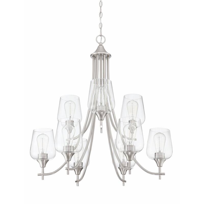 9 Light Shaded Tiered Chandelier