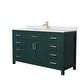 preview thumbnail 23 of 44, Beckett 60 Inch Single Vanity, Cultured Marble Top Green, Gold Trim, White Cultured Marble Top