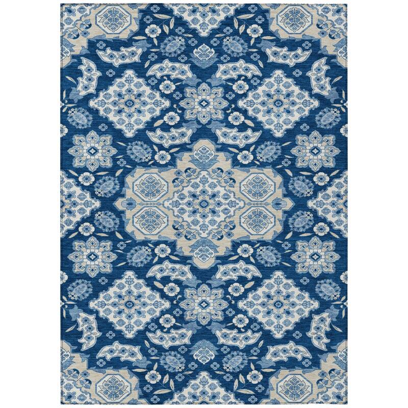 HomeRoots Medallion Traditional Rectangle Outdoor Rug