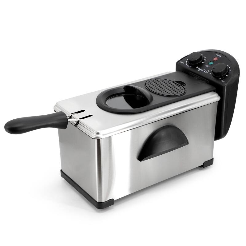 3.17 Quart Stainless Steel Precise Dial Control Electric Deep Fryer in Silver