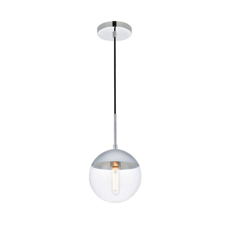 1-light Mid-century Adjustable Pendant with 8-inch Glass Orb Shade