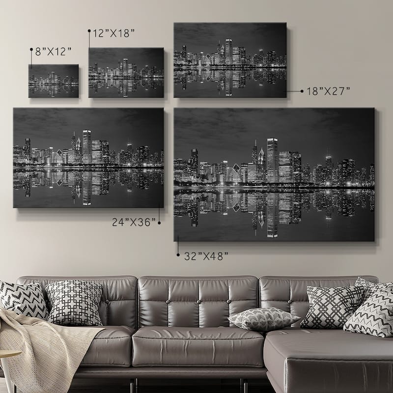 Chicago Panorama Black&White Premium Gallery Wrapped Canvas - Ready to Hang