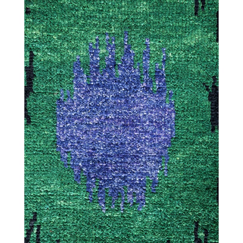 Overton Hand Knotted Wool Contemporary Ikat Black Area Rug - 6' x 9'