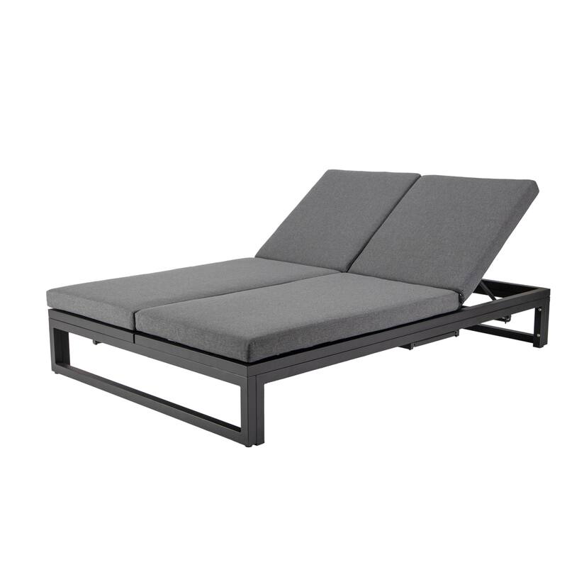 Chelsea Polyester Fabric Outdoor Lounge Chair with Four-Level Adjustable Backrest and Powder-Coated Aluminum Frame