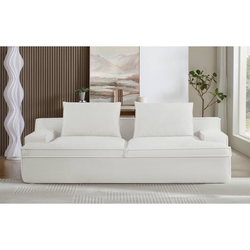 4 Seater Ergonomic Compressed Sofa Oversized Corduroy Couch