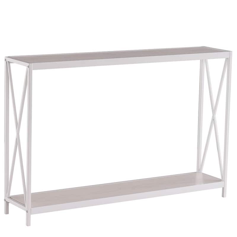 Rustic Oak Console Table with Metal Frame for Entryway Hallway or Behind Sofa - 43.3" x 9" x 29"