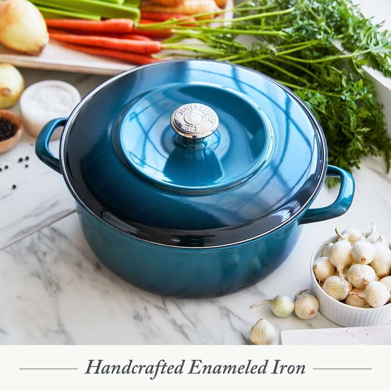 Merten & Storck German Enameled Iron, Round 5.3QT Dutch Oven Pot with Lid