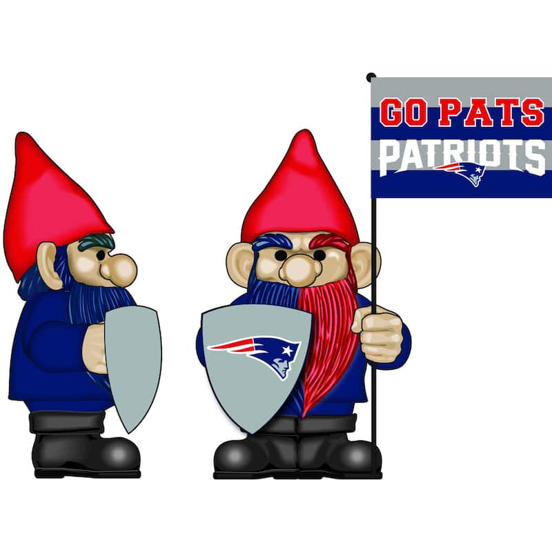 10 in. x 6 in. New Engl and Patriots NFL Garden Gnome with Team Flag - 10"
