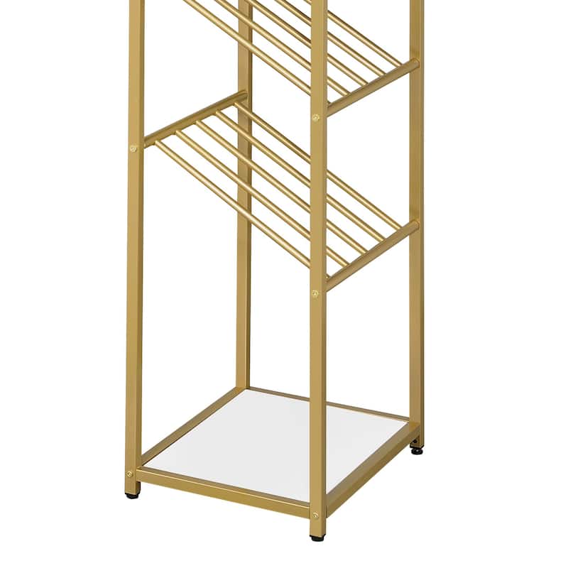 Aubrey Contemporary White and Gold Coating Metal Wine Shelf Bar Table by Furniture of America