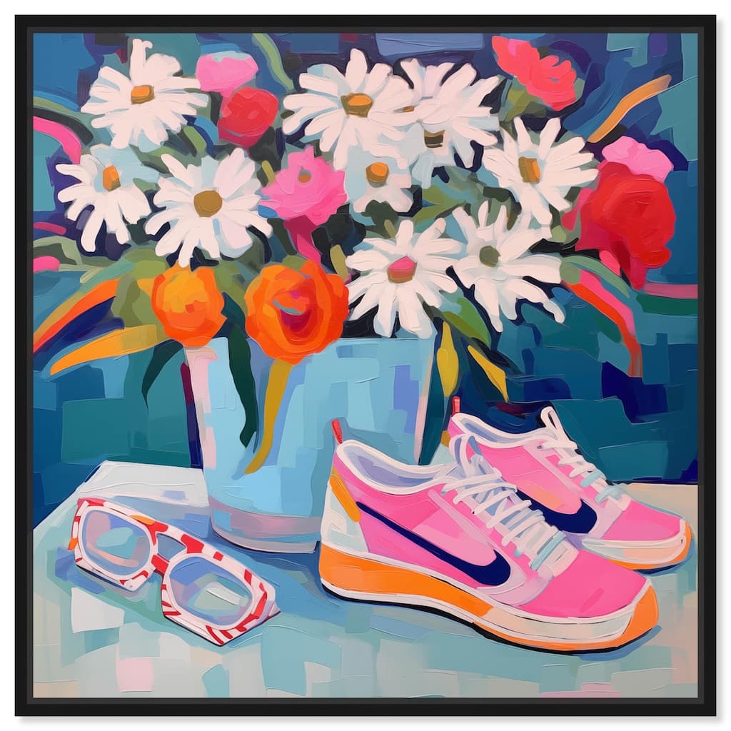 Whimsical Sneakers Flower Vase Canvas by Art Remedy