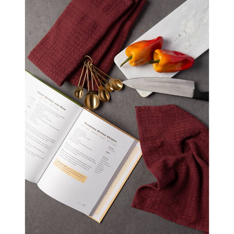 DII Solid Terry Waffle Dishtowel Set of 4