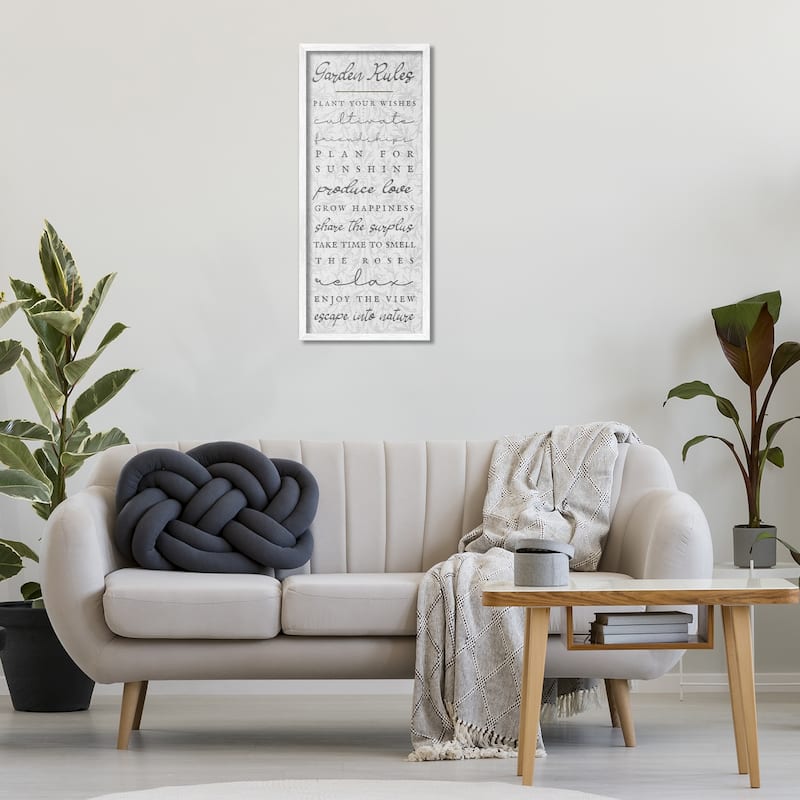 Stupell Garden Rules on Floral Pattern Framed Giclee Art Design By Lil' Rue