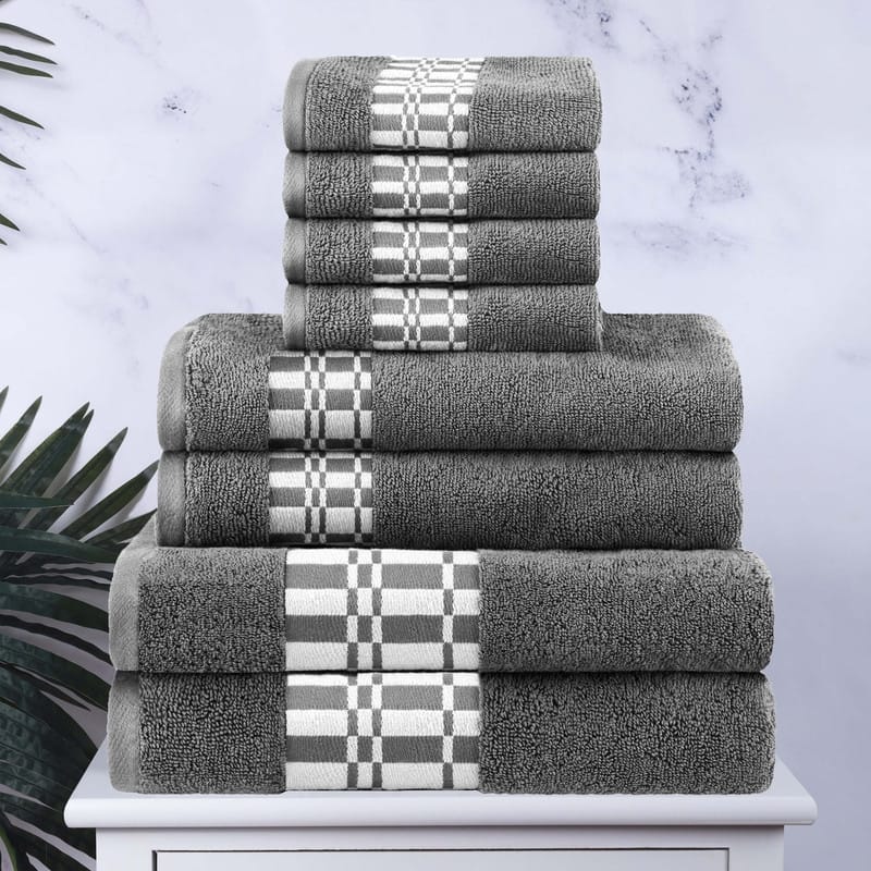 Superior Larissa Cotton Embroidered Geometric Border 8-Piece Towel Set