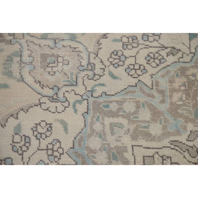 Hand Knotted Oriental 100% Wool Carpet Traditional Floral Beige & Ivories Tabriz Area Rug - 12' 6'' X 9' 10''