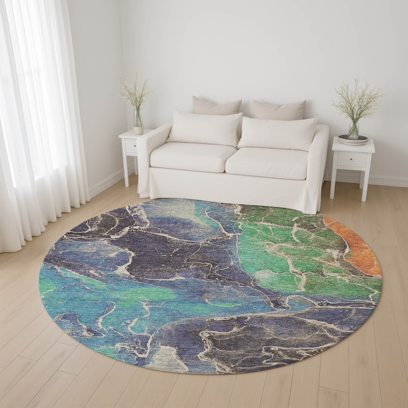 Premium Washable Super Soft Abstract Mayfield Rug - Blue - 8' x 8'