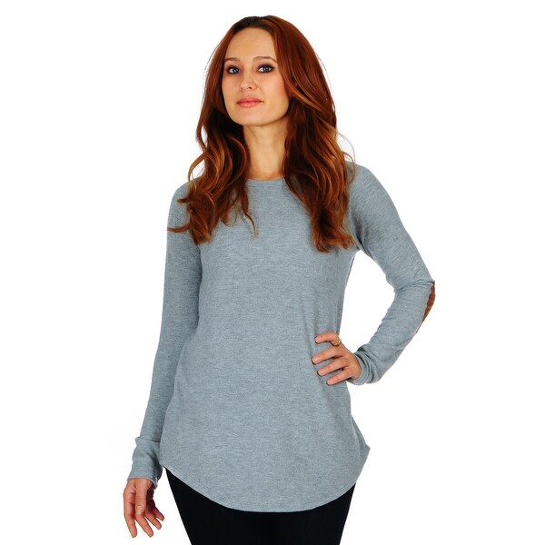 Simply Ravishing Brushed Knit Sweater Top w/ Elbow Patch (Size: S-5X ...
