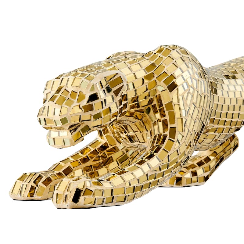 Sitting Panther Resin Sculpture - N/A