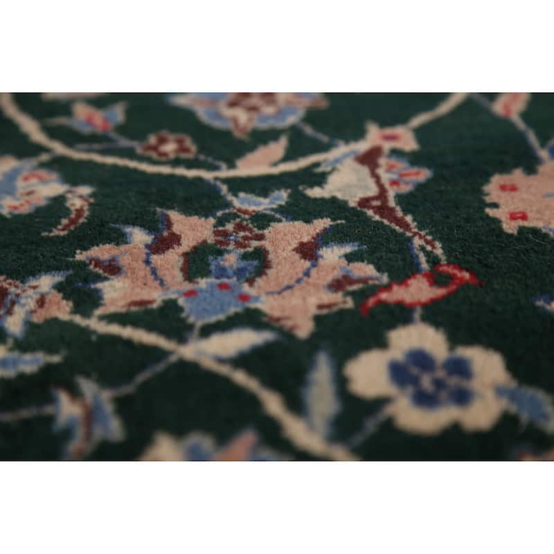 Vegetable Dye Green Nain Chinese Area Rug Handmade Wool Carpet - 6'2"x 9'0"
