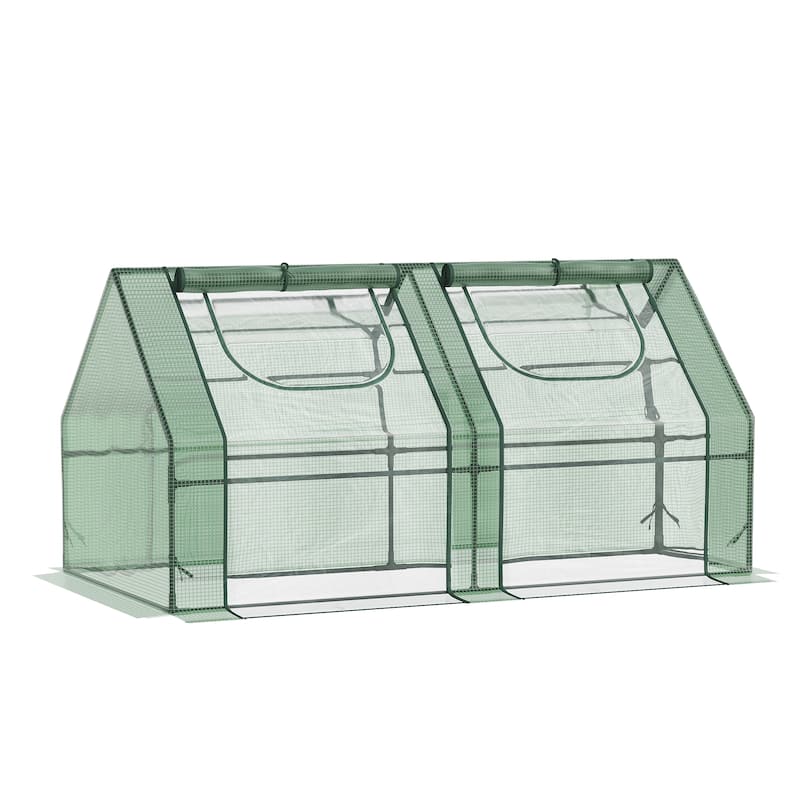 Outsunny 6x3-foot Portable Garden Greenhouse Hot House with 2 Covers - 70.75" L x 35.5" W x 35.5" H