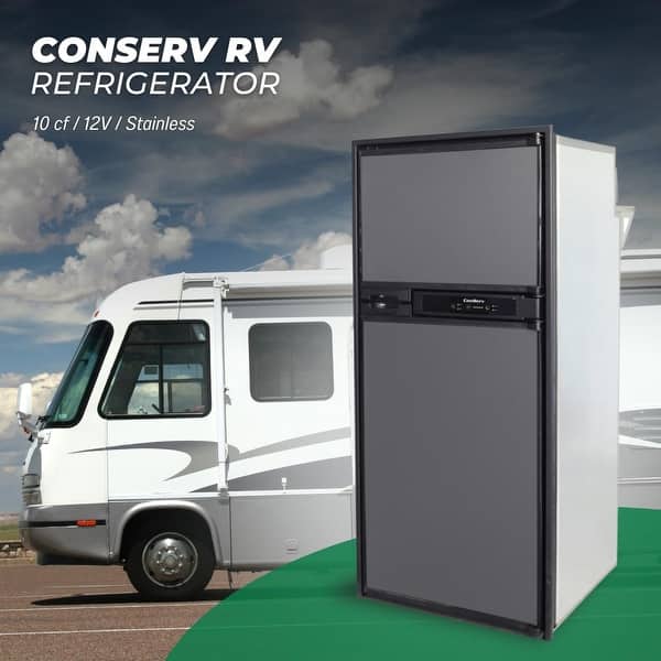 Conserv 10 cf 12V DC Stainless RV Top Mount Refrigerator - Freezer ...