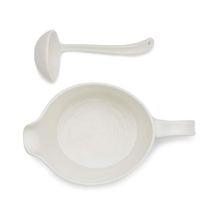 Portmeirion Sophie Conran White Mini Sauce Jug and Ladle Set - 1 Pt