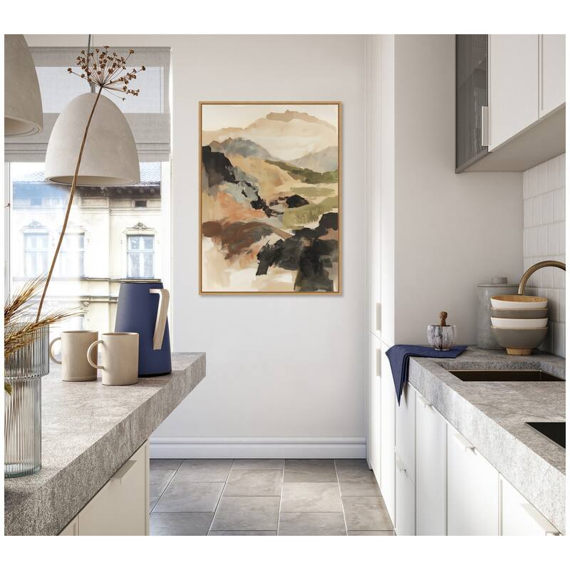 Kate and Laurel Sylvie Tonal Mountains II Framed Canvas by Amy Lighthall