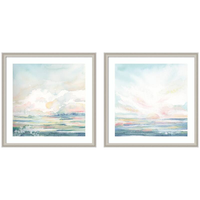 Kate and Laurel Heavenly Stillness 2 Piece Framed Wall Art Print Set by Julie Maida - 2 Piece Set 25x25 - Silver