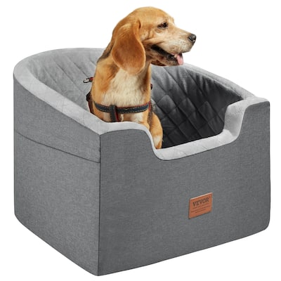 Dog Car Seat, Waterproof Dog Booster Seat for Car with A Storage Pocket, Clip-On Safety Leash and Sponge Filling
