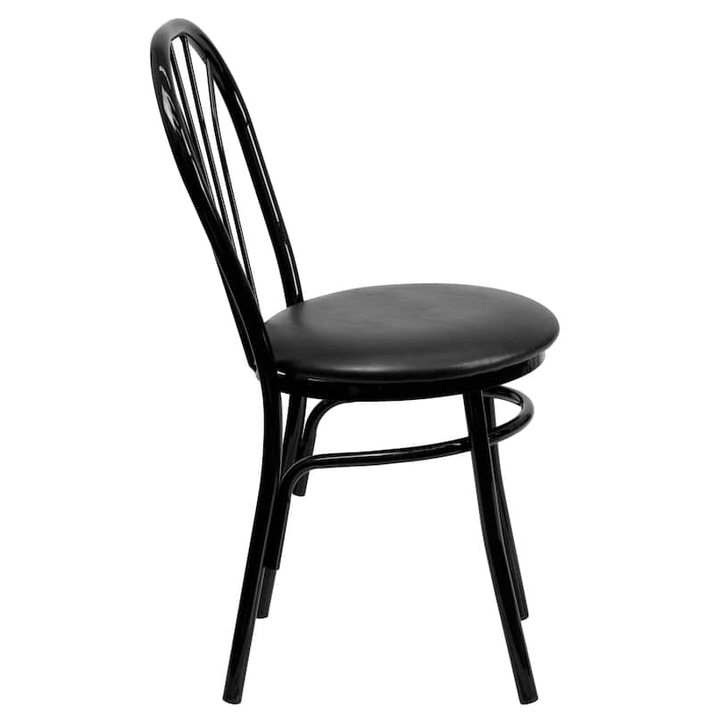 2 Pack Fan Back Metal Chair - Vinyl Seat - 16"W x 20"D x 34.5"H - 16"W x 20"D x 34.5"H