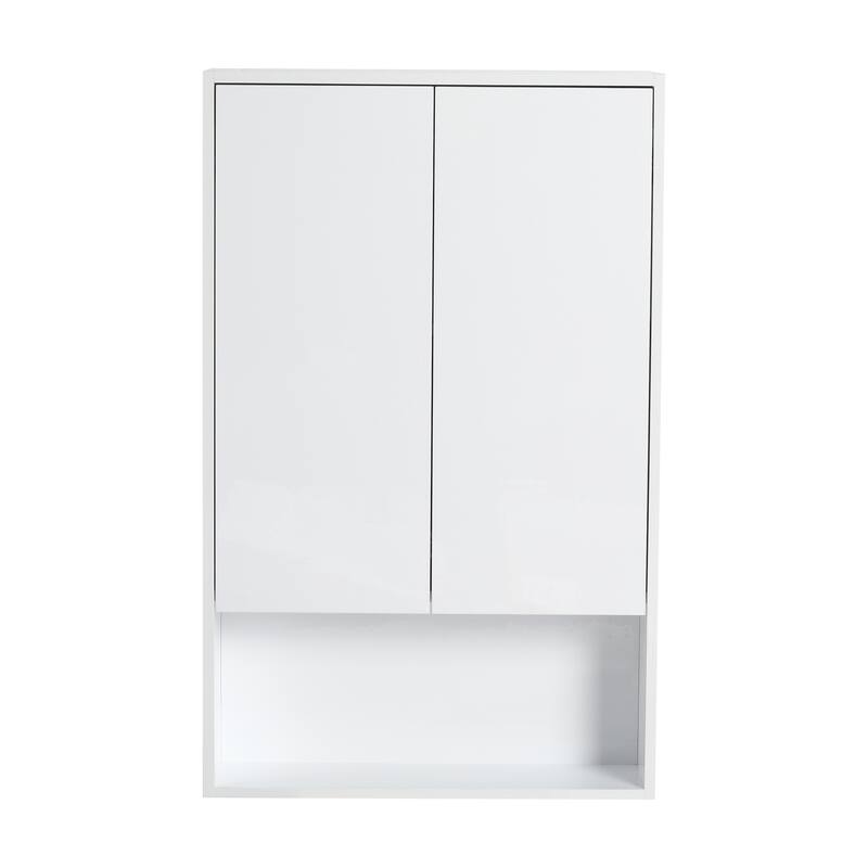 24" Bathroom Wall Cabinet, Soft Close Doors, Float Mounting Design,Glossy White