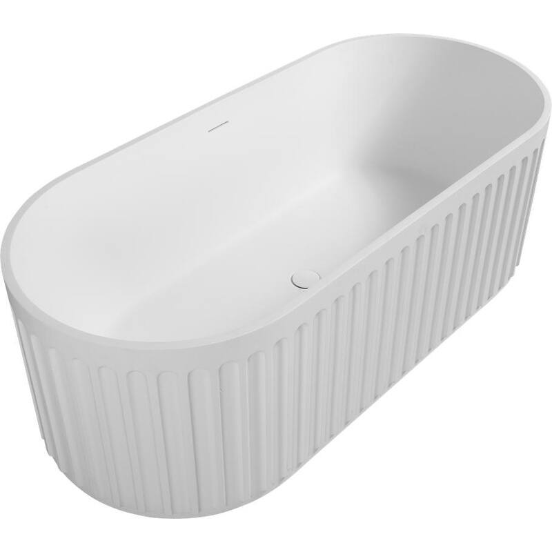 ABRUZZO 67" Freestanding Soaking Solid Surface Bathtub Stone Resin with Overflow and Pop-up Drain