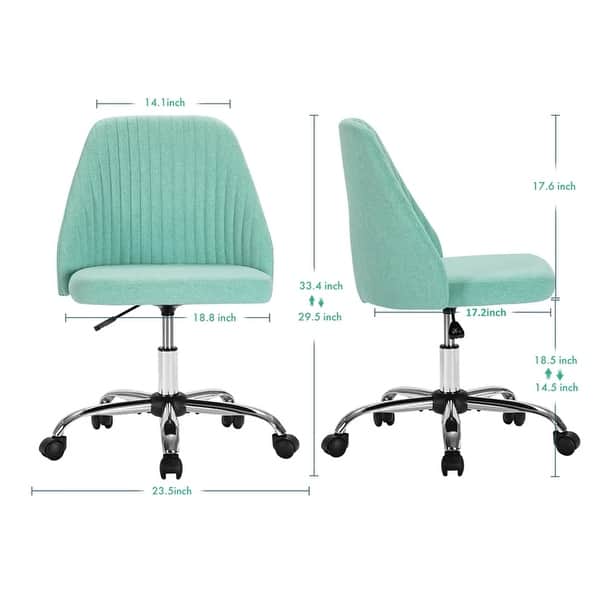 dimension image slide 4 of 6, Home Office Chair Twill Fabric Ergonomic Desk Chair Computer Task Chair Vanity Chair