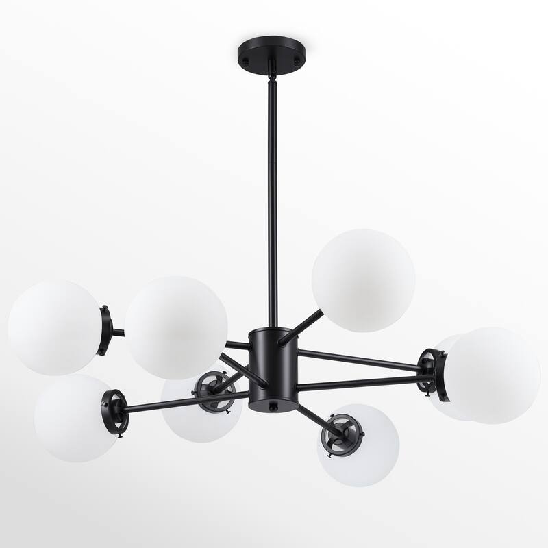 CO-Z Dimmable Modern Linear Sputnik Pendant Chandelier with Frosted Glass Globe Shades (6/8/12 - Light)