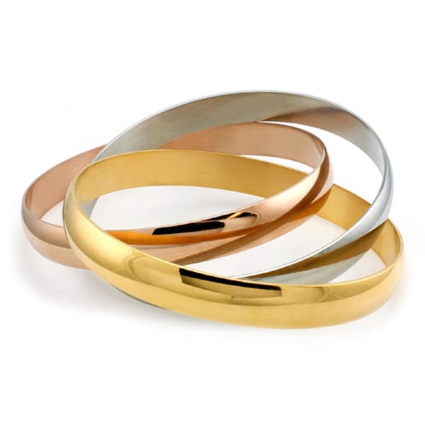 Stainless Steel Tri-Color Intertwined Bangle
