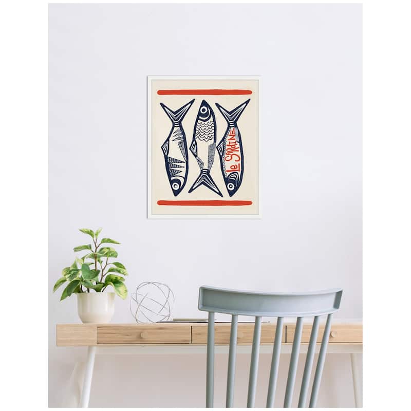 Kate and Laurel Le Sardine by Alicia Bock Framed Canvas Wall Art Print