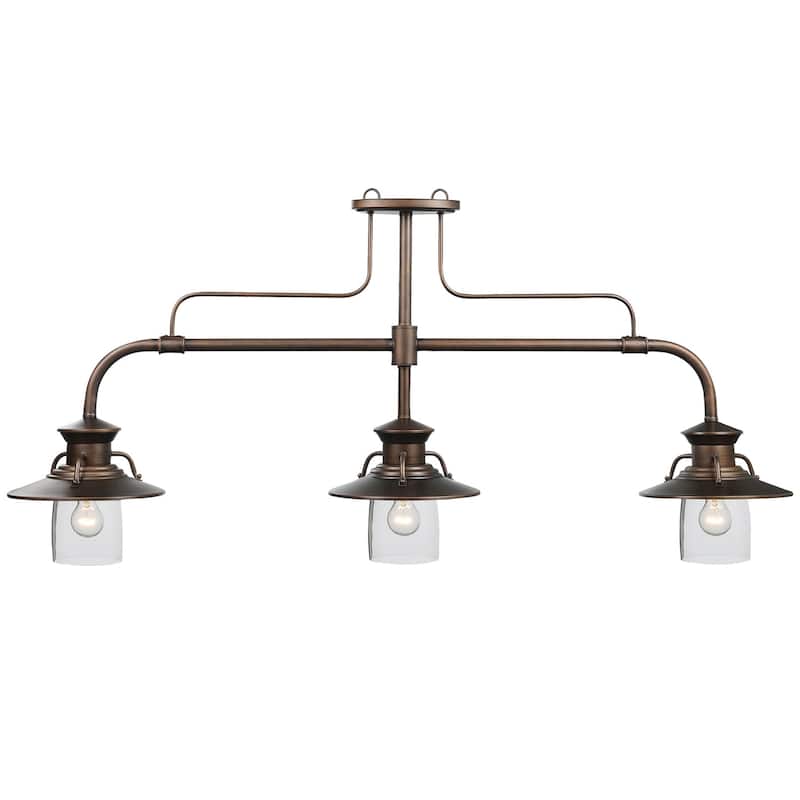 60 Inch 3 Light Edison Billiard Light By RAM Game Room - N/A - BRONZE
