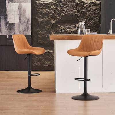 Swivel Upholstered Bar Stools Set of 2, Height Counter Stools