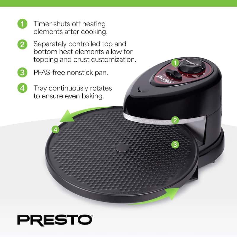 Presto Pizzazz Plus Rotating Pizza Oven, Bake 7-12" Pizzas, Wings, Rolls & More - 12
