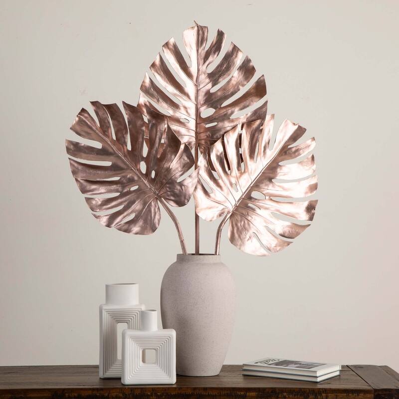 Monstera Leaf Artificial Stem Sprays - 41" - Rose Gold - Set of 3