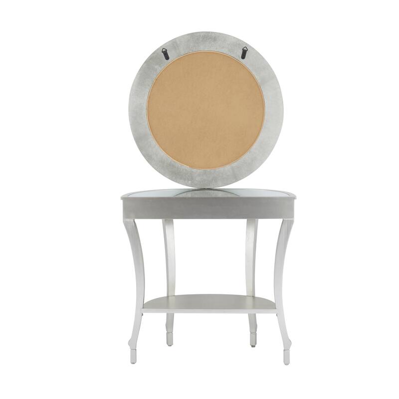 Silver Wood Mirrored 1 Shelf Console Table with Mirror (Set of 2) - 32 x 14 x 32