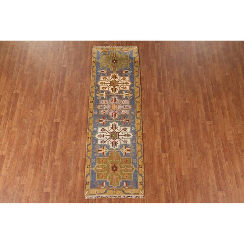 Kazak Runner Rug Hand-Knotted Traditional Wool Carpet - 2'7"x 8'0"